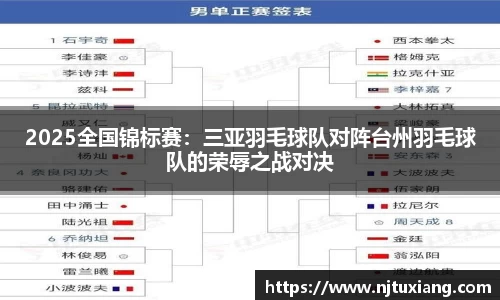 2025全国锦标赛：三亚羽毛球队对阵台州羽毛球队的荣辱之战对决